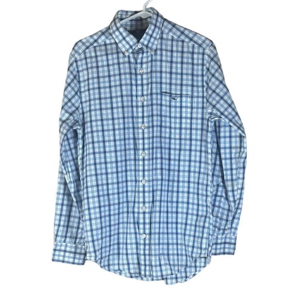Vineyard Vines Button Front Blue Slim Fit Tucker Shirt Size Small - Picture 1 of 8